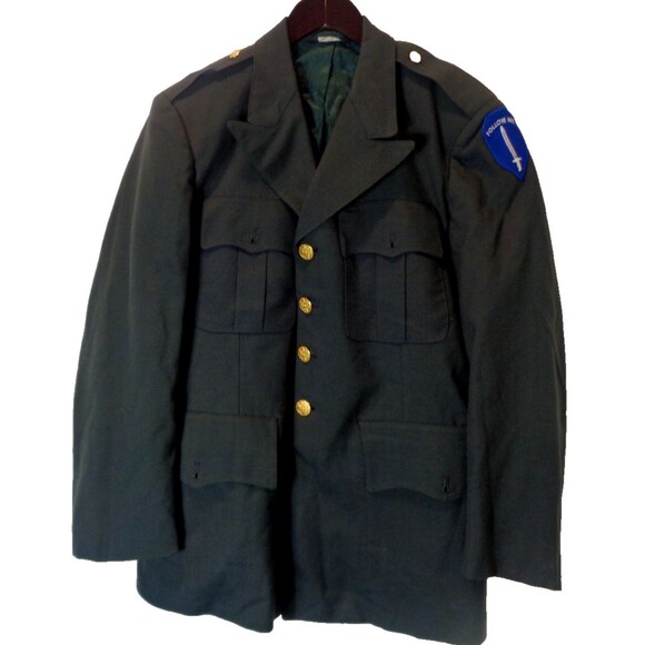 US Military Army Green Coat Sz 44S Wool Serge Blazer Jacket Uniform Mens w/Patch - Picture 1 of 6